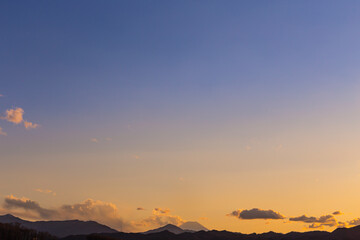 Fototapeta na wymiar 夕焼け空と富士山