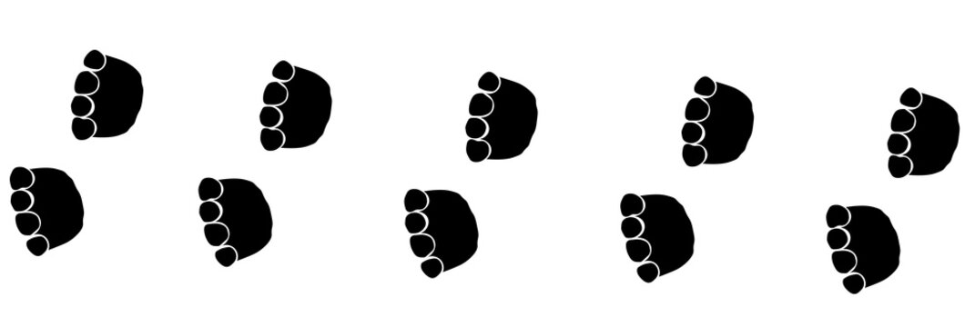 Elephant footprint path. Vector  silhouette steps in black color