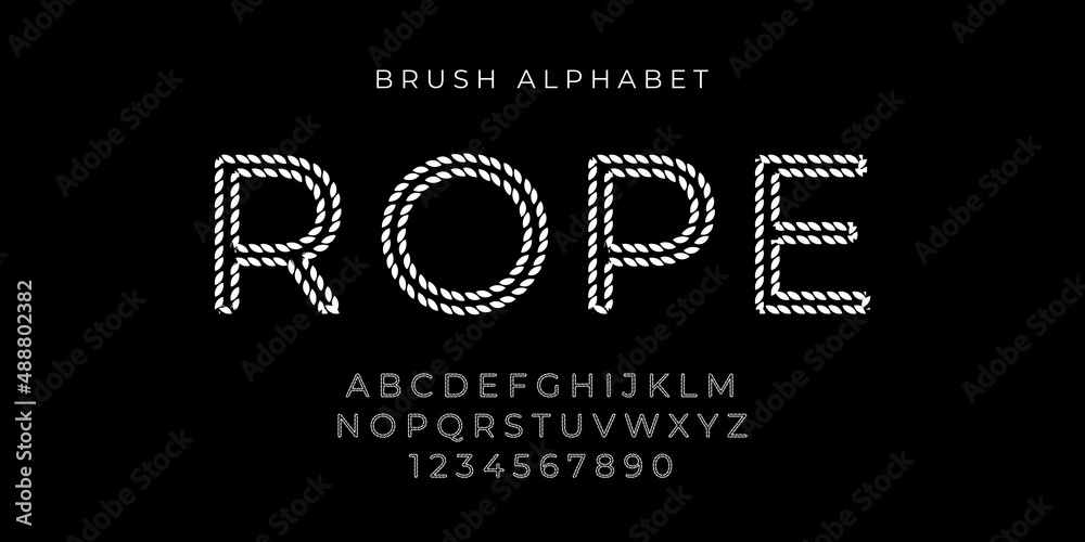 Fototapete rope text effect and alphabet font vector
