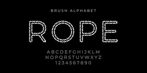 rope text effect and alphabet font vector
 - obrazy, fototapety, plakaty