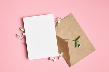 Greeting or invitation card mockup with envelope