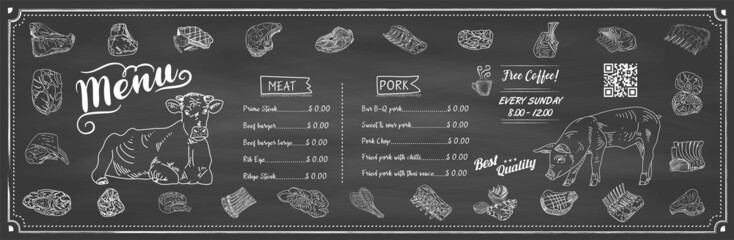 Restaurant Food Menu Design with Chalkboard Background. Vector. © Hakan Kaçar