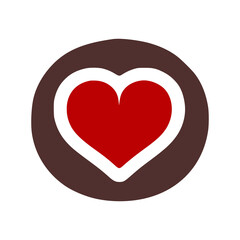 Letter o with heart symbol doodle icon