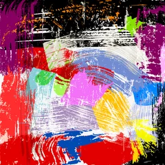 Rolgordijnen abstract colorful background composition, with lines, stripes, paint strokes and splashes © Kirsten Hinte