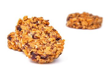 Natural cookies no sugar with honey oatmeal grain isolated on the white