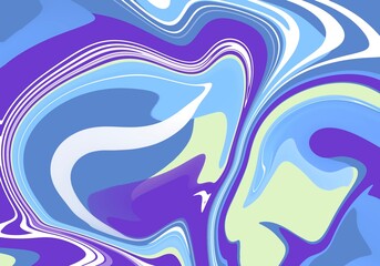Abstract color image. Mixing multicolored paints. Desktop wallpaper. Blue and light green