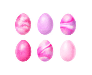 Watercolor Easter eggs set. Modern hand drawn spring illustration. Perfect for Easter greeting cards, invitation, stickers, digital scrapbook and other.