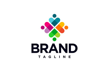 People care healthy Icon and work group Vector illustration design logo