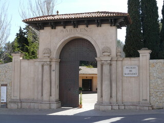 Entrance portal to Marivent (sea and wind) Palace (not public summer residence of the spanish royal family) and Park (open to the public) at Palma, Mallorca, Balearic Islands, Spain