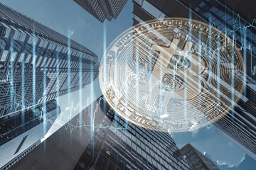 Bitcoin BTC Cryptocurrency Coins. Stock Market Concept, Golden coins, Metaverse