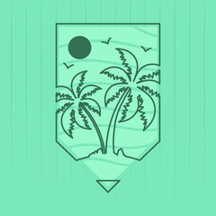 label with palm tree