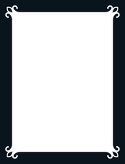 Vector border frame. Background or book page. Simple rectangular billboard, poster, plaque, signboard, sticker, or label 