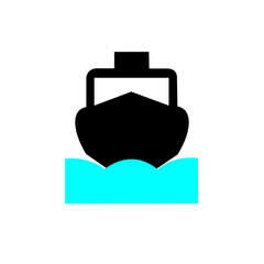 Ship moving on the sea. Vector illustration
