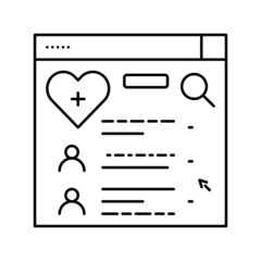 doctor search online web site line icon vector illustration