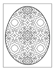 Mandala flower black and white pattern with Easter eggs for coloring book page
 