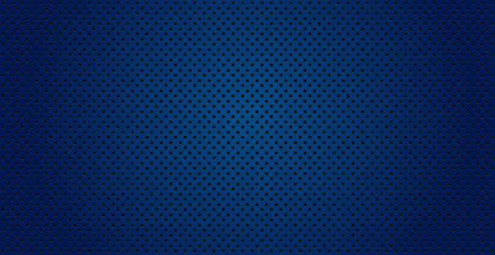 Blue perforated blue background with black holes and glow