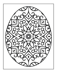 Mandala flower black and white pattern with Easter eggs for coloring book page