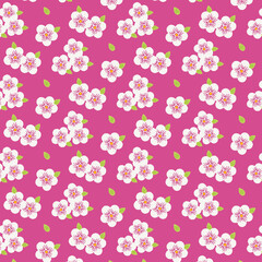 Floral pattern in flat style with pencil texture