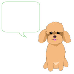 Toy poodles with a speech balloon. 