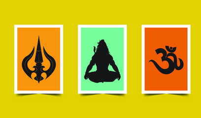 Lord shiva Graphic Design with  om and trident