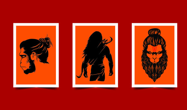 Lord ram and lord Hanuman poster design set