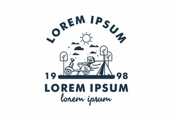 Camping with scooter flat illustration