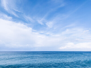 Fototapeta na wymiar Blue sea horizon, natural sea background 
