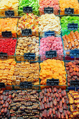 Wide range of dried fruits at the Grand Bazaar, Istanbul