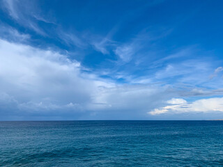 Blue sea horizon, natural sea background 