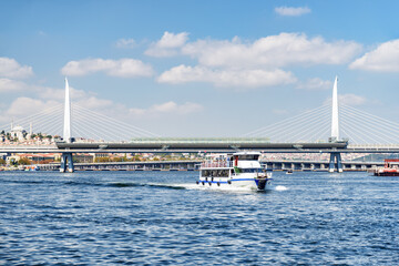 Awesome view of the Golden Horn Metro Bridge, Istanbul, Turkey