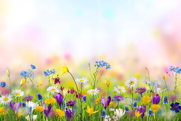 Wild flowers in green grass © firewings