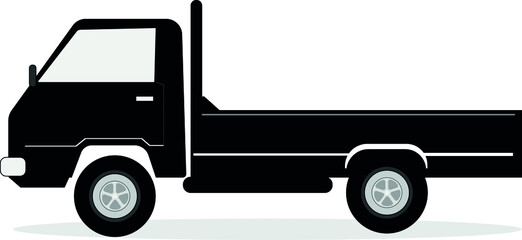 Illustration of pick up truck silhouette isolated on white background