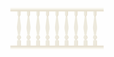 Stone balustrade with balusters for fencing and protection from falling. Palace of castle fence. Balcony handrail with marble pillars. Concept of decorative railing and architecture element. 