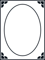 Retro oval photo frame. Vector vintage portrait border 