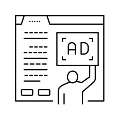 algorithmic ad placement publisher line icon vector illustration