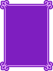 Vector border frame. Purple pink background or book page. Simple rectangular billboard, poster, plaque, signboard, sticker, or label in classical style
