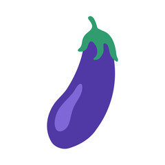 Cute eggplant icon. Vector flat hand drawn illustration in cartoon style	