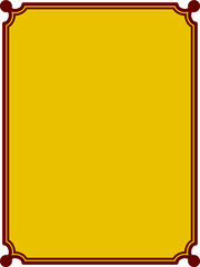 Vector border frame. Red golden yellow background or book page. Simple rectangular billboard, poster, plaque, signboard, sticker, or label 