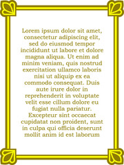 
Vector border frame. Golden yellow background or book page. Simple rectangular billboard, poster, plaque, signboard, sticker, or label 