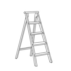 Hand-draw black vector illustration of metallic or wooden ladder isolated on a white background