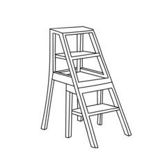 Hand-draw black vector illustration of metallic or wooden ladder isolated on a white background
