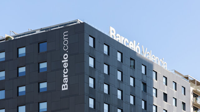 VALENCIA, SPAIN - FEBRUARY 22, 2022: Barcelo Hotel Group is a Spanish hotel chain