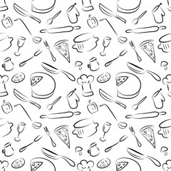 Seamless pattern with kitchen elements