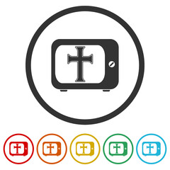 Obraz premium Online christian church service ring icon, color set
