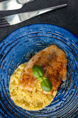 spicy fillet of white cod with couscous