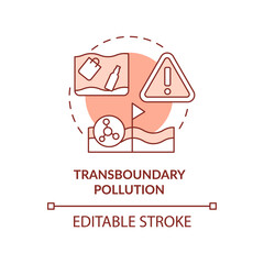 Transboundary pollution terracotta concept icon. Ecological impacts of contamination abstract idea thin line illustration. Isolated outline drawing. Editable stroke. Arial, Myriad Pro-Bold fonts used