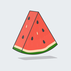 Slice Of Watermelon Cartoon Vector Illustration. Watermelon Fruit Flat Icon Outline
