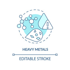 Heavy metals turquoise concept icon. Freshwater ecosystem abstract idea thin line illustration. Causing health risks. Isolated outline drawing. Editable stroke. Arial, Myriad Pro-Bold fonts used