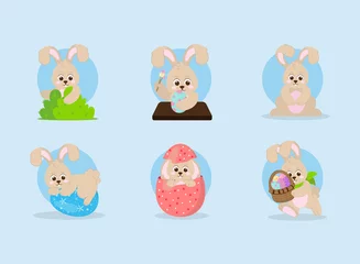 Muurstickers Speelgoed cute easter rabbits
