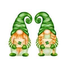 Watercolor St. Patrick's Day , Gnome , Shamrock, Clover, Green Home Decor, Irish Sublimation Graphics